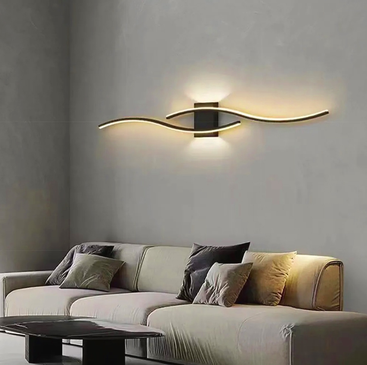 Led sieninė lempa zd149b, juoda, 60 cm, šiltai balta