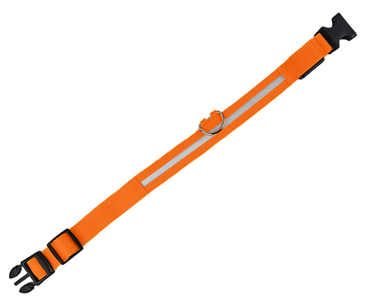 Šviečiantis led antkaklis šunims, reguliuojamas, oranžinis, 43-48 cm