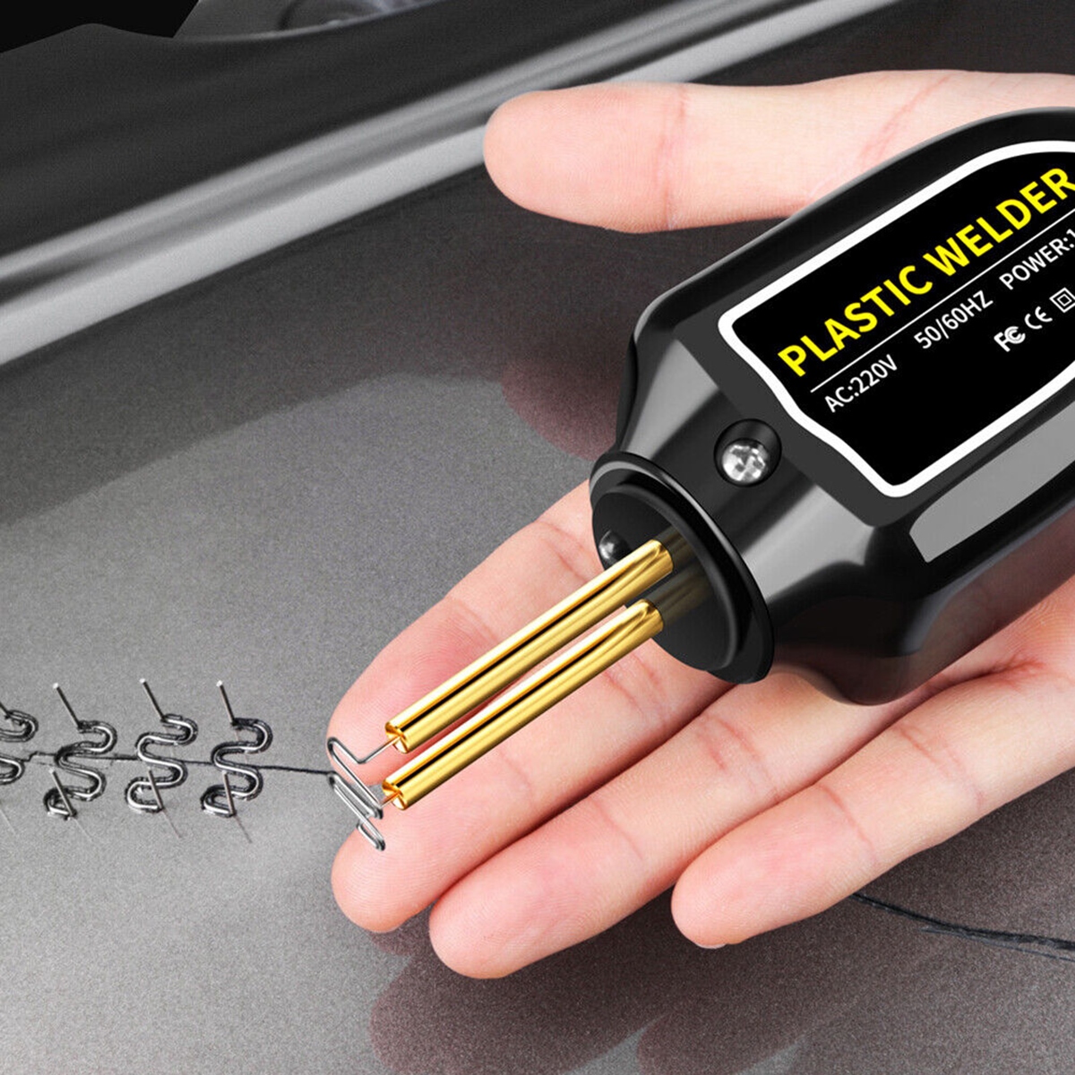 Plastiko suvirinimo aparatas da197, 100w, su 200 nerūdijančio plieno sąsagomis