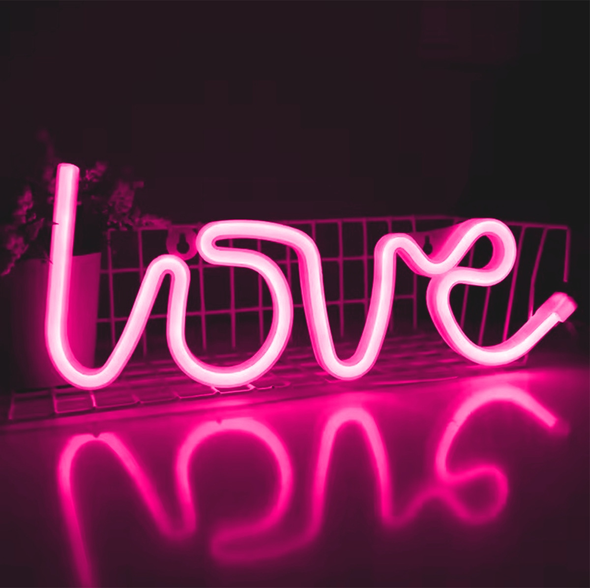 Led dekoratyvinė lempa love, violetinė, 34.5x13 cm