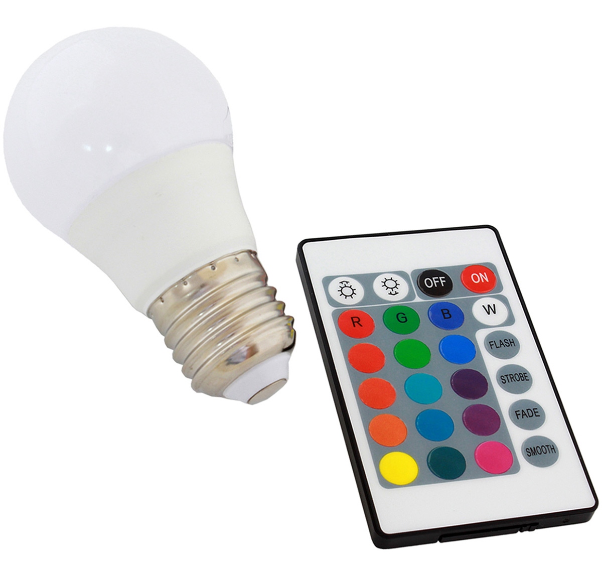 Led lemputė rgb e27 su nuotolinio valdymo pultu, 3w