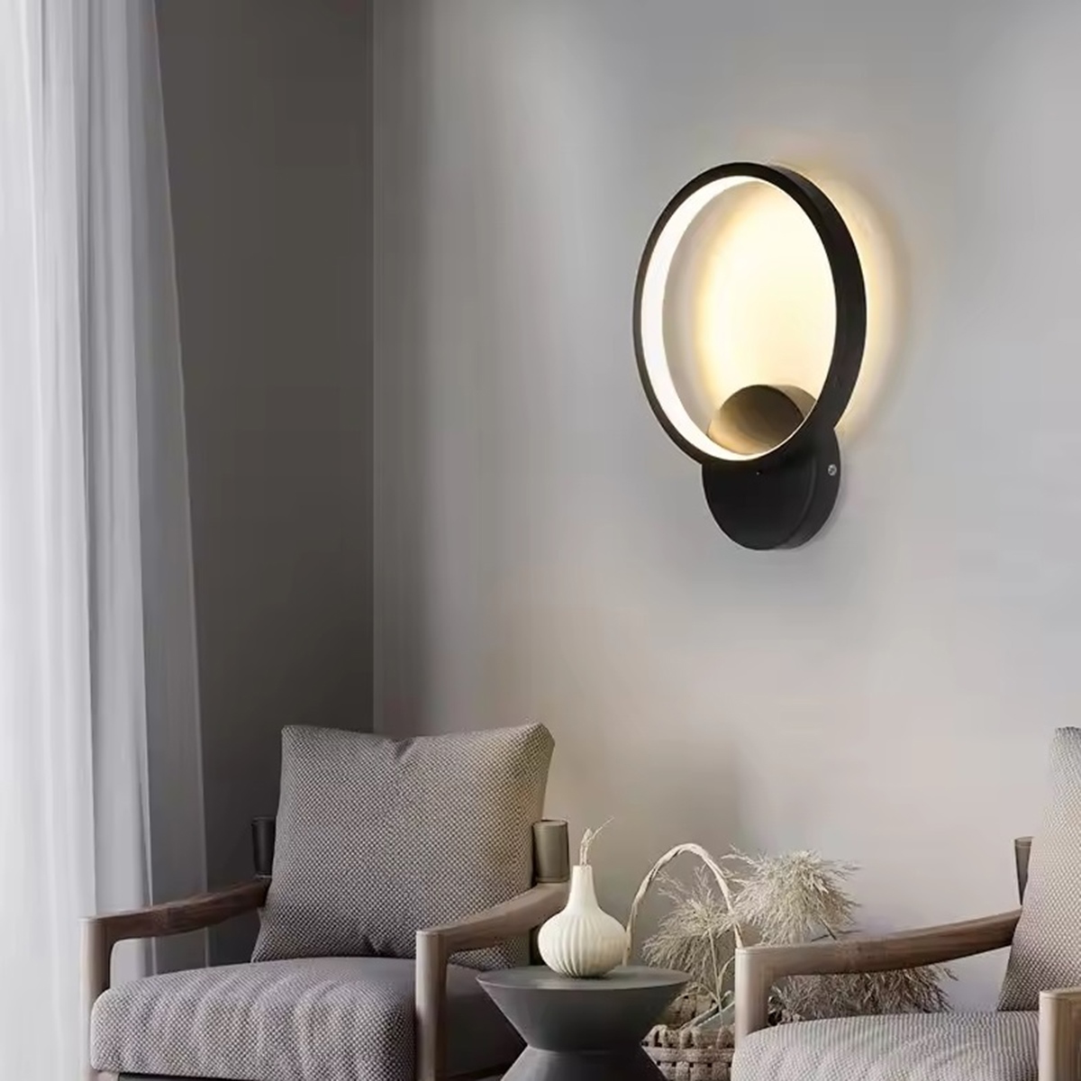Led sieninis šviestuvas 12w, juodas