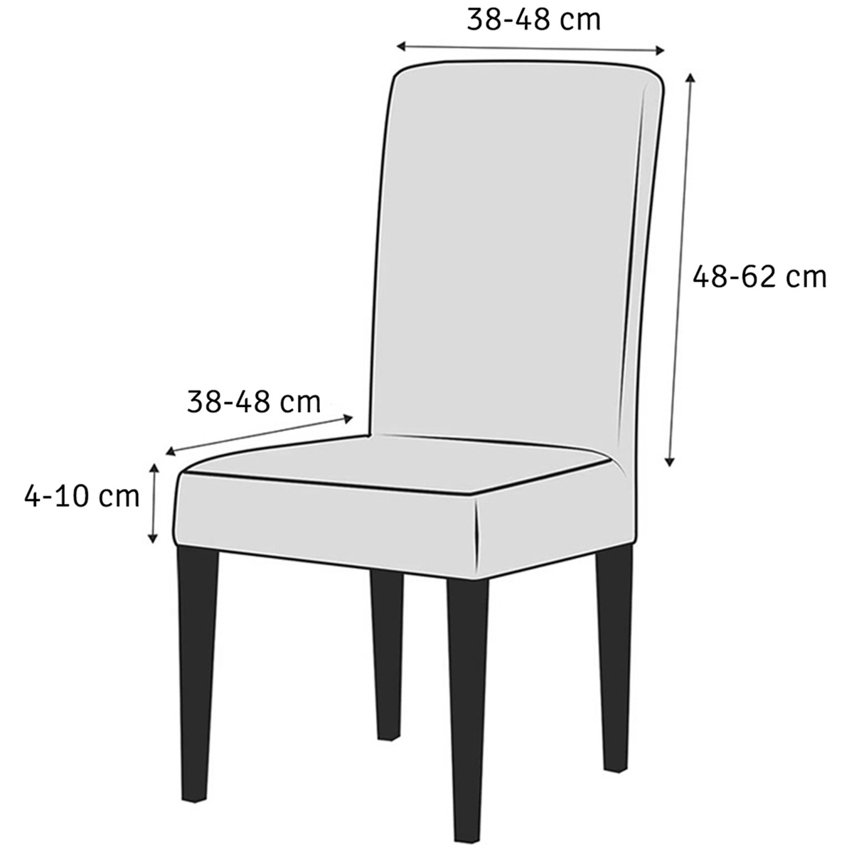 Kėdės užvalkalas, juodas, 48-62 cm