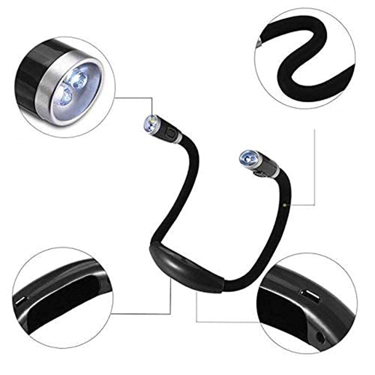 Led skaitymo lempa ant kaklo da244a, 56 cm 3