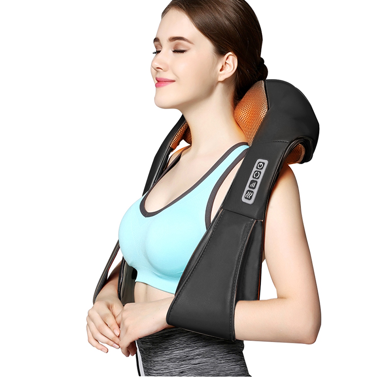 Elektrinis masažuoklis ag127c shiatsu kaklui ir nugarai, juodas