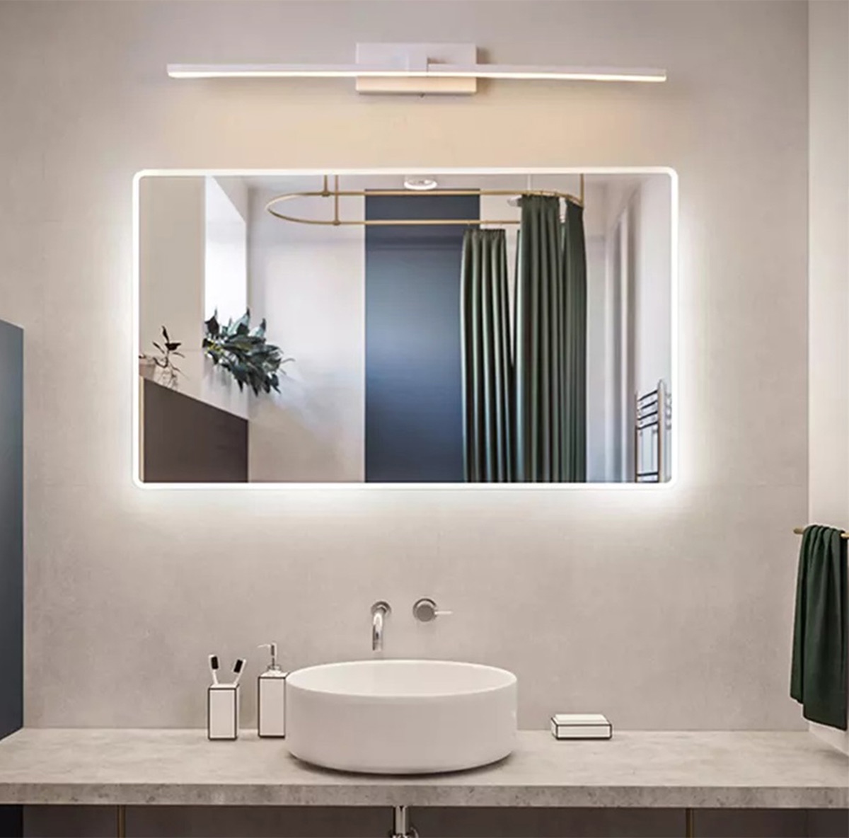 Led sieninis šviestuvas voniai 60 cm baltas