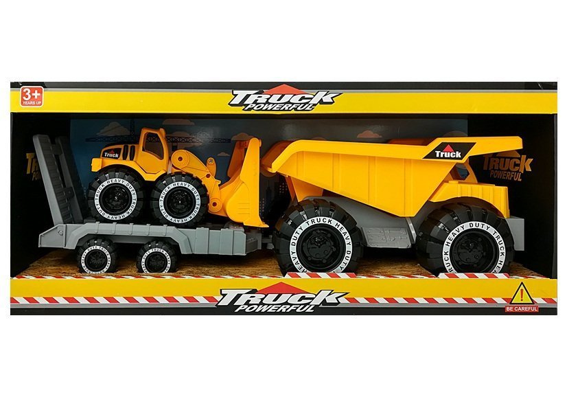 Sunkvežimių ir buldozerių rinkinys su priekaba 49 cm