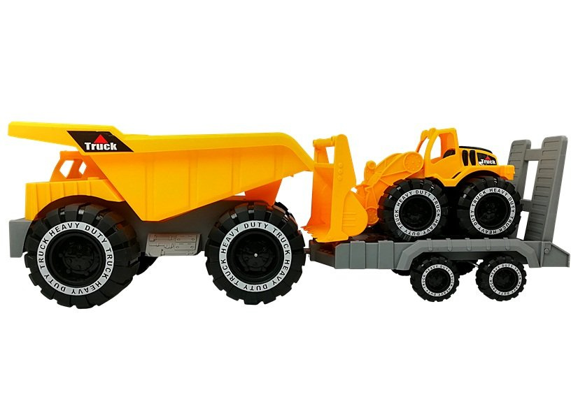 Sunkvežimių ir buldozerių rinkinys su priekaba 49 cm