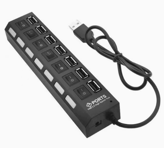Usb skirstytuvas ak320a, 7 portai, juodas
