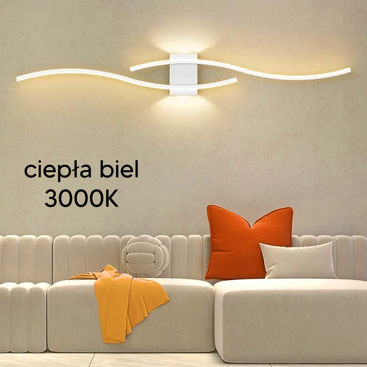 Led sieninis šviestuvas, 60 cm, baltas, šiltai balta