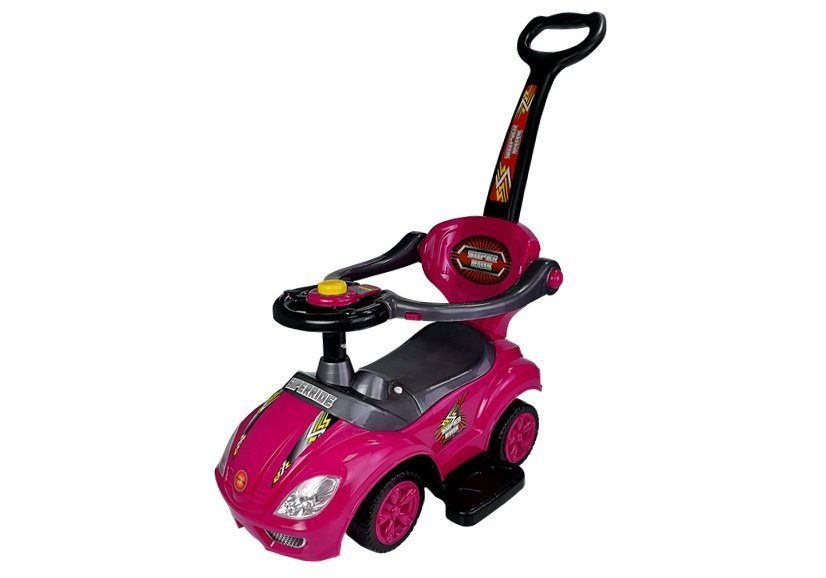 Paspiriama mašinėlė-stumdukas mega car 3in1, rožinė