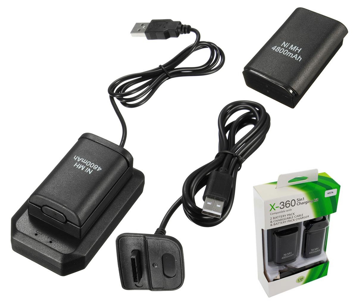 Įkrovimo stotelė su 2 baterijomis microsoft xbox 360, juoda