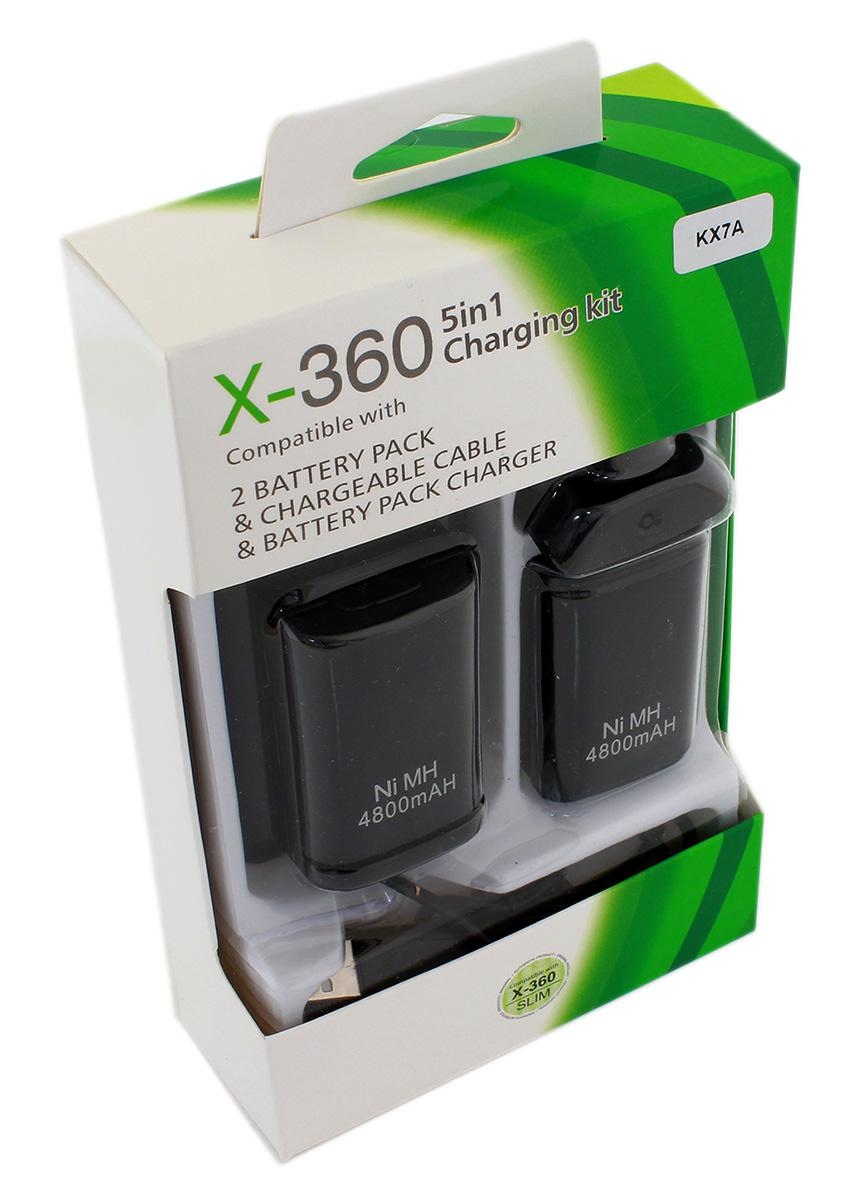 Įkrovimo stotelė su 2 baterijomis microsoft xbox 360, juoda