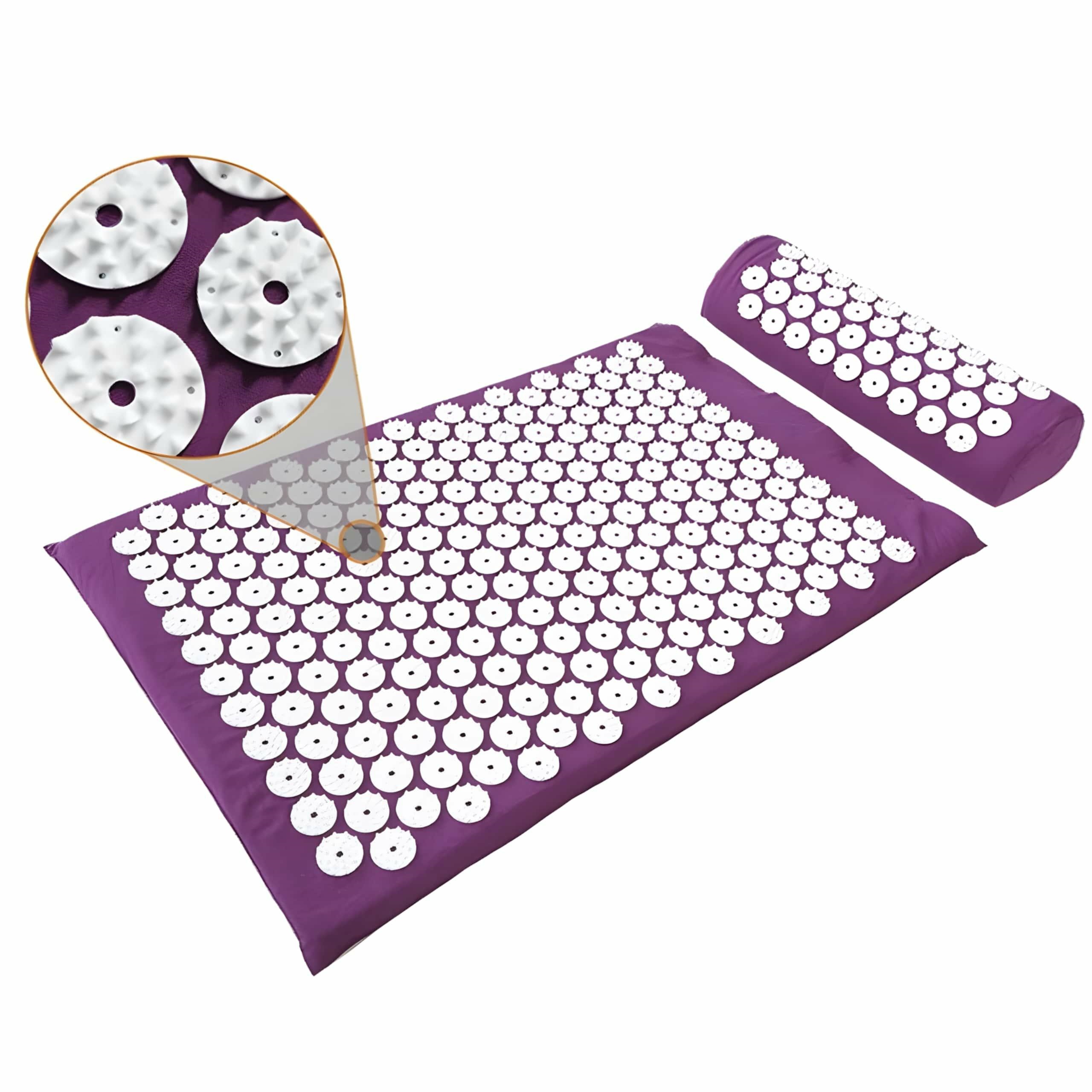Akupresūros rinkinys su kilimėliu ir pagalve, 60x40x2 cm, violetinis