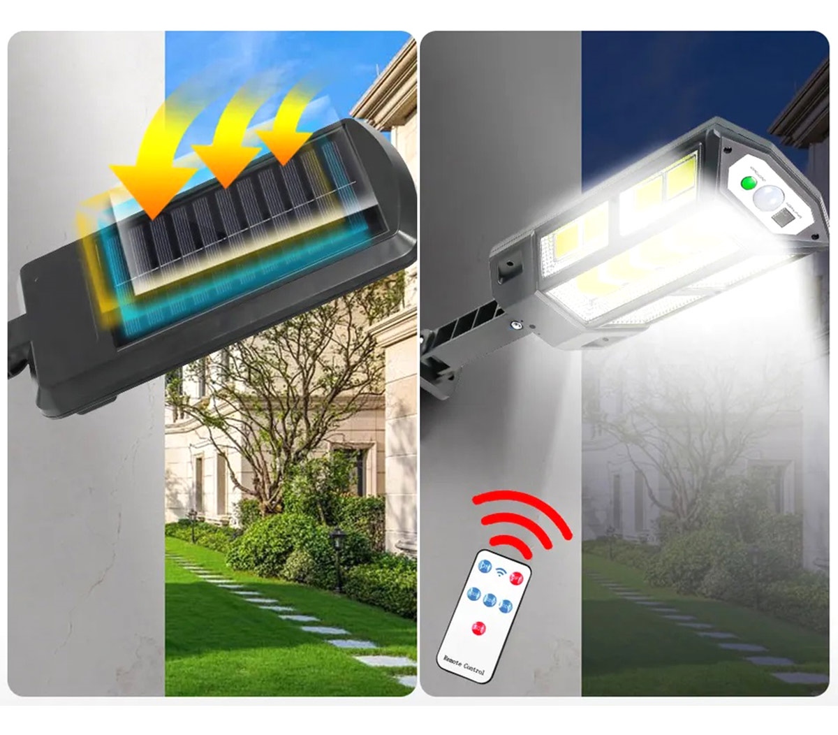 Saulės šviestuvas led 300w su judesio ir prietemos davikliu