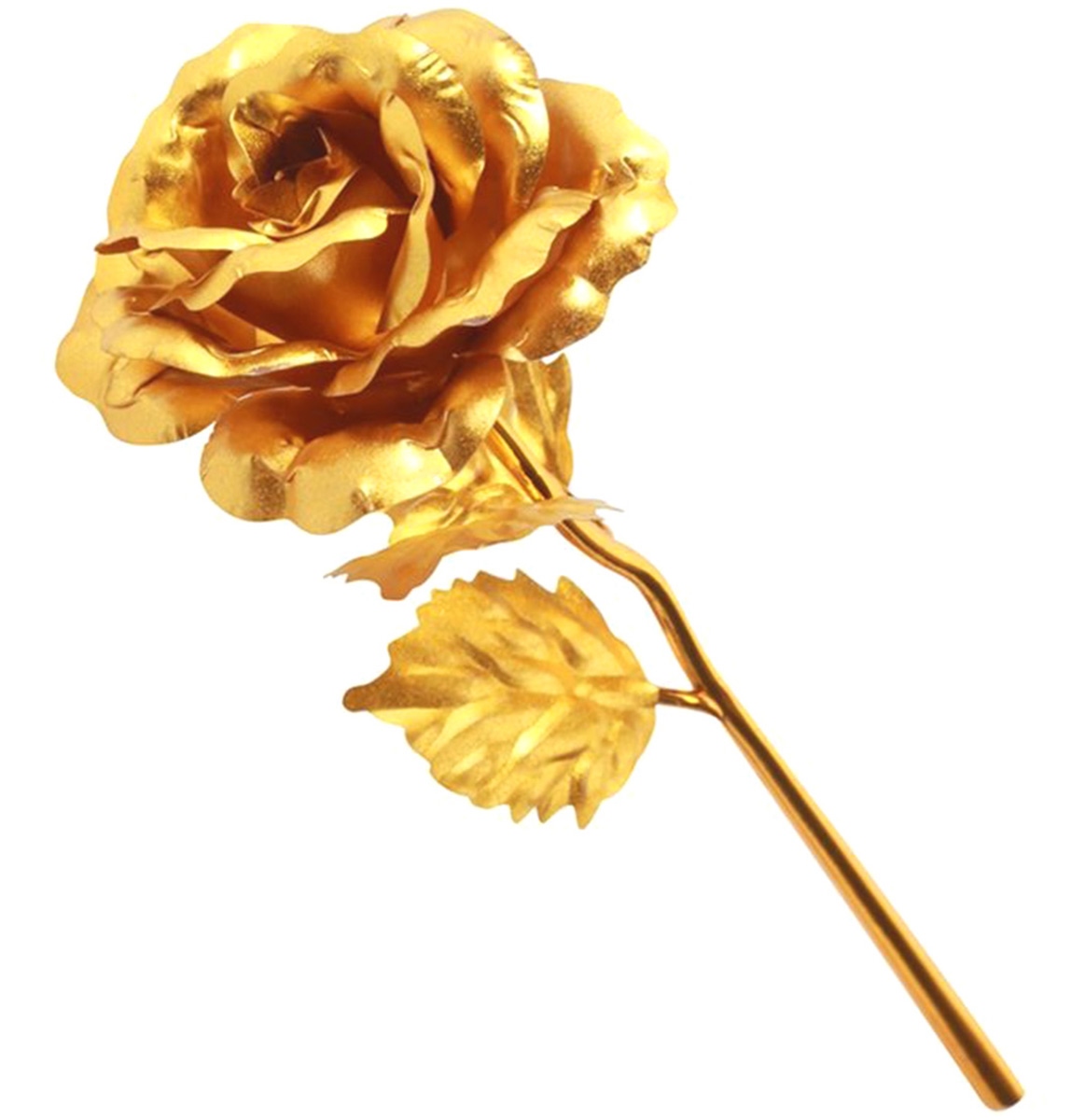 Auksinė metalinė rožė 24 cm su dėžute
