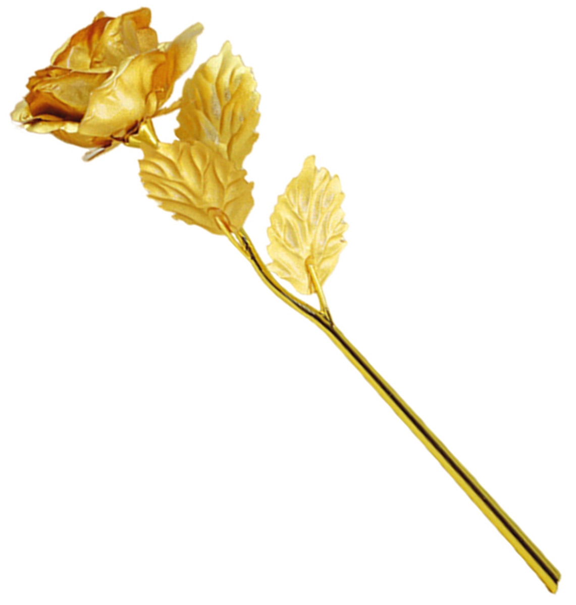 Auksinė metalinė rožė 24 cm su dėžute