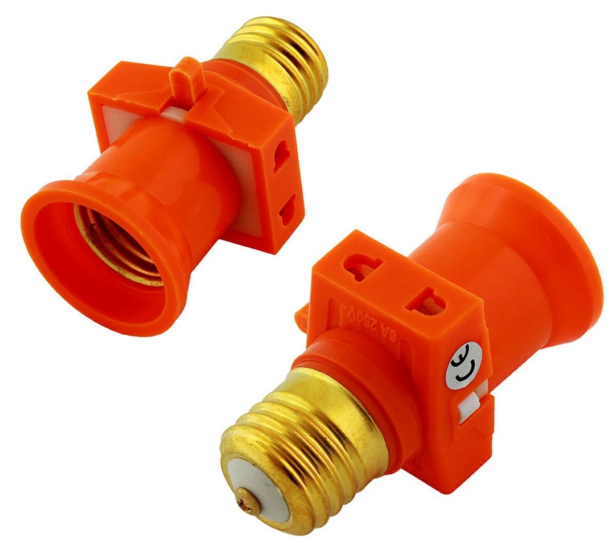 Adapteris e27, 2 lizdai, oranžinis