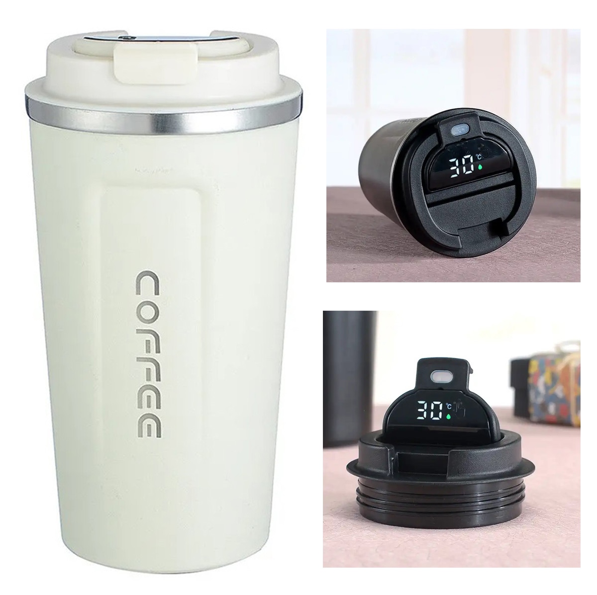 Termo puodelis su lcd ekranu 510 ml, baltas 2