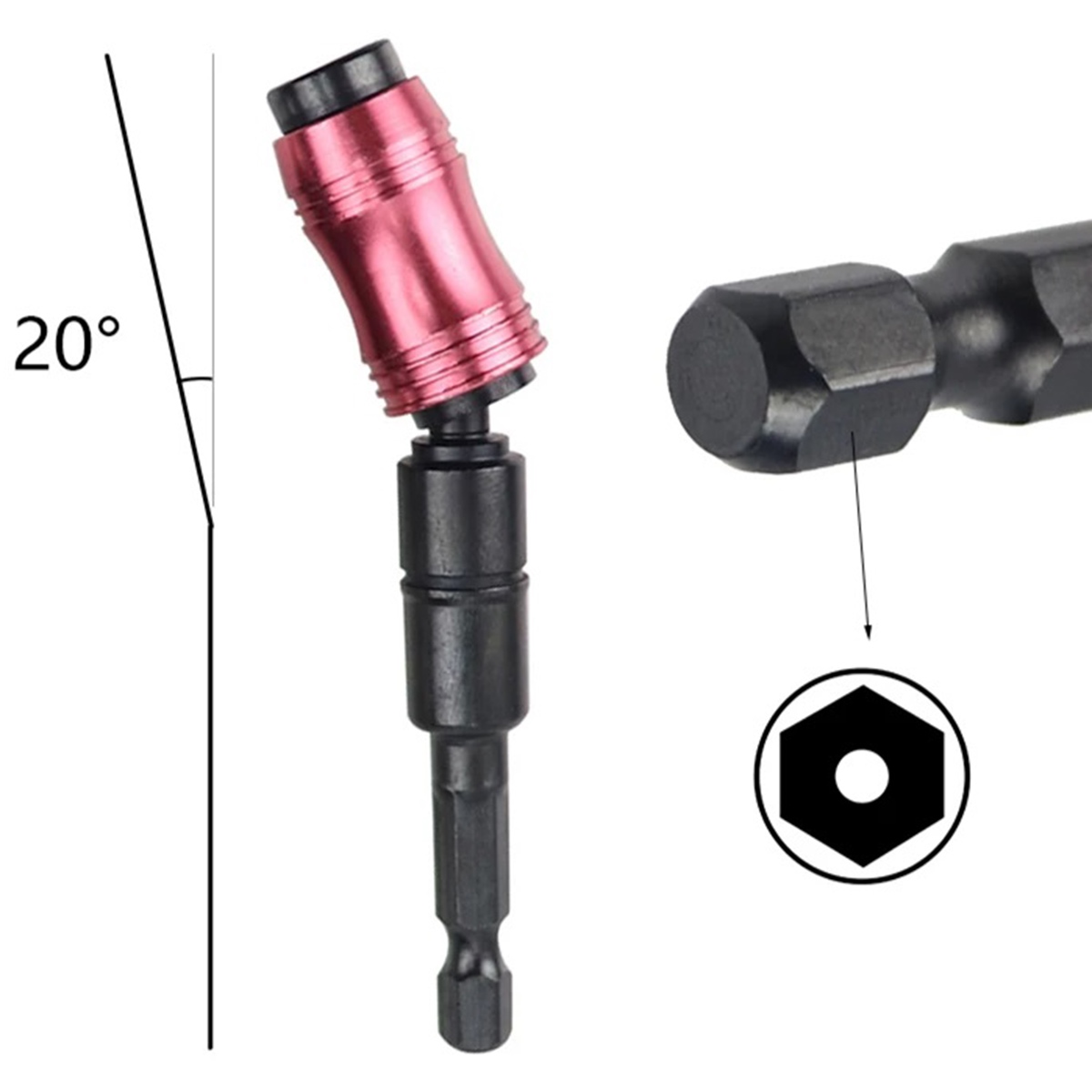 Magnetinis kampinis adapteris 1/4'' hex