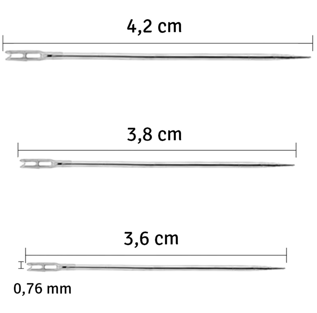 Savivėlės adatos rinkinys, 12 vnt., 0,76 mm 1