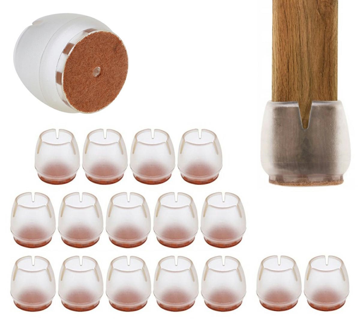 Silikoniniai neslystantys baldų padukai su filcu, 16 vnt, 12-16 mm
