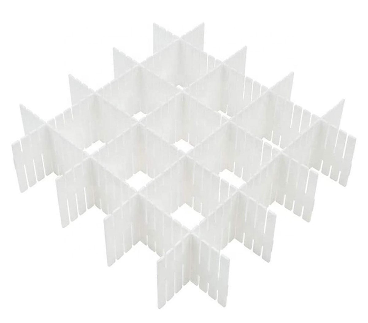 Plastikinis stalčių organizatorius, 5 dalių, baltas