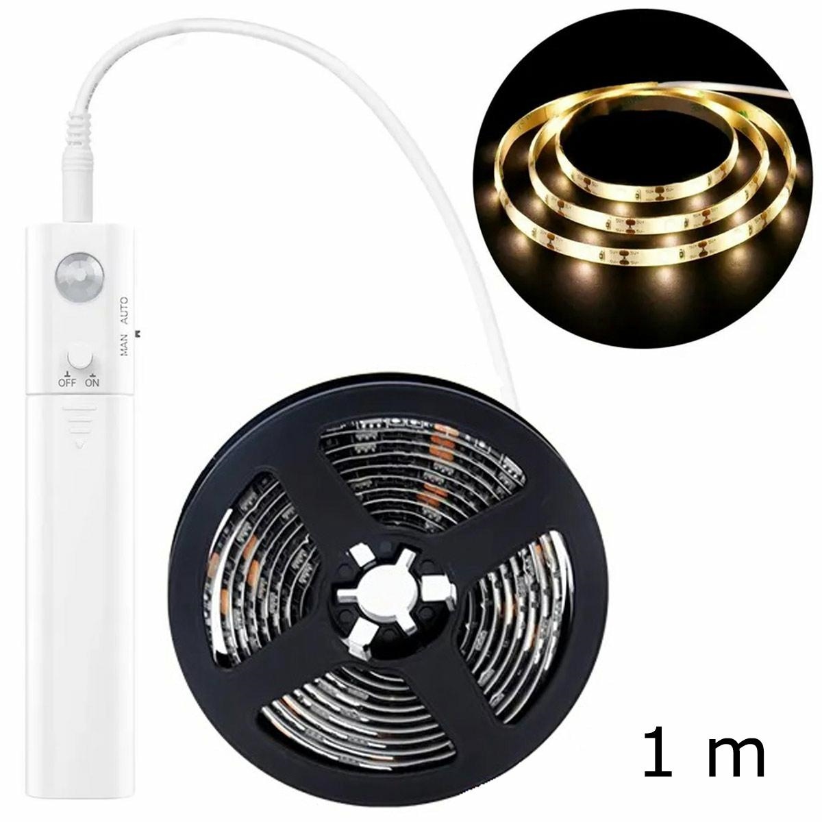 Led juosta su judesio jutikliu, 1 m, šaltai balta