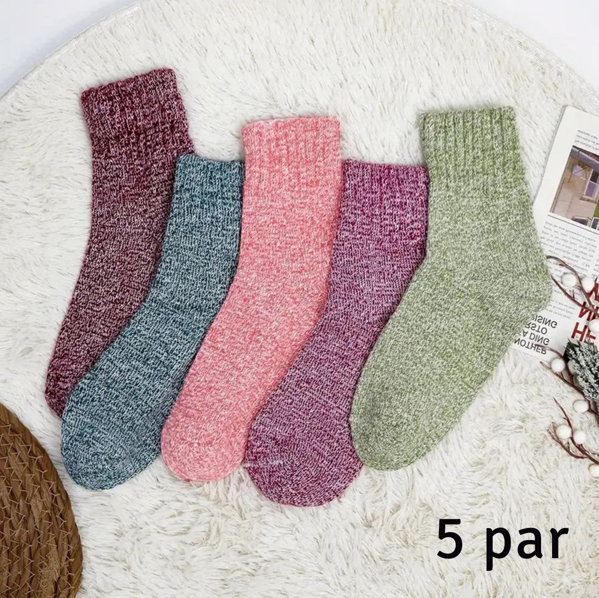 Žieminės moteriškos kojinės, 5 poros, dydis 36-39