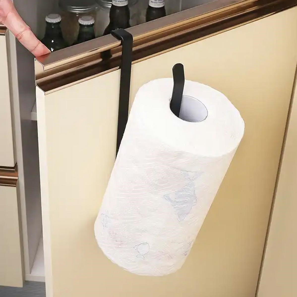 Metalinis popierinių rankšluosčių laikiklis, juodas, 26,5 cm