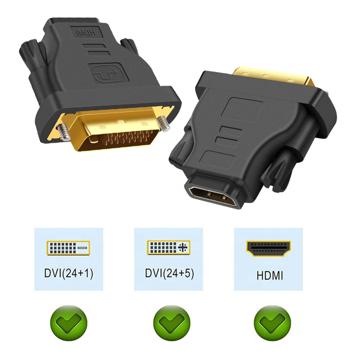 Adapteris hdmi-dvi su auksiniais kontaktais