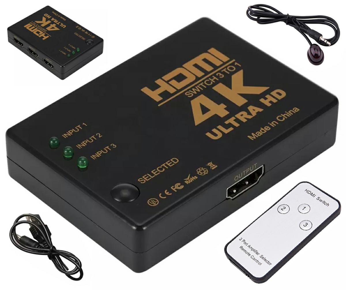 Hdmi jungiklis hd28d su nuotolinio valdymo pultu