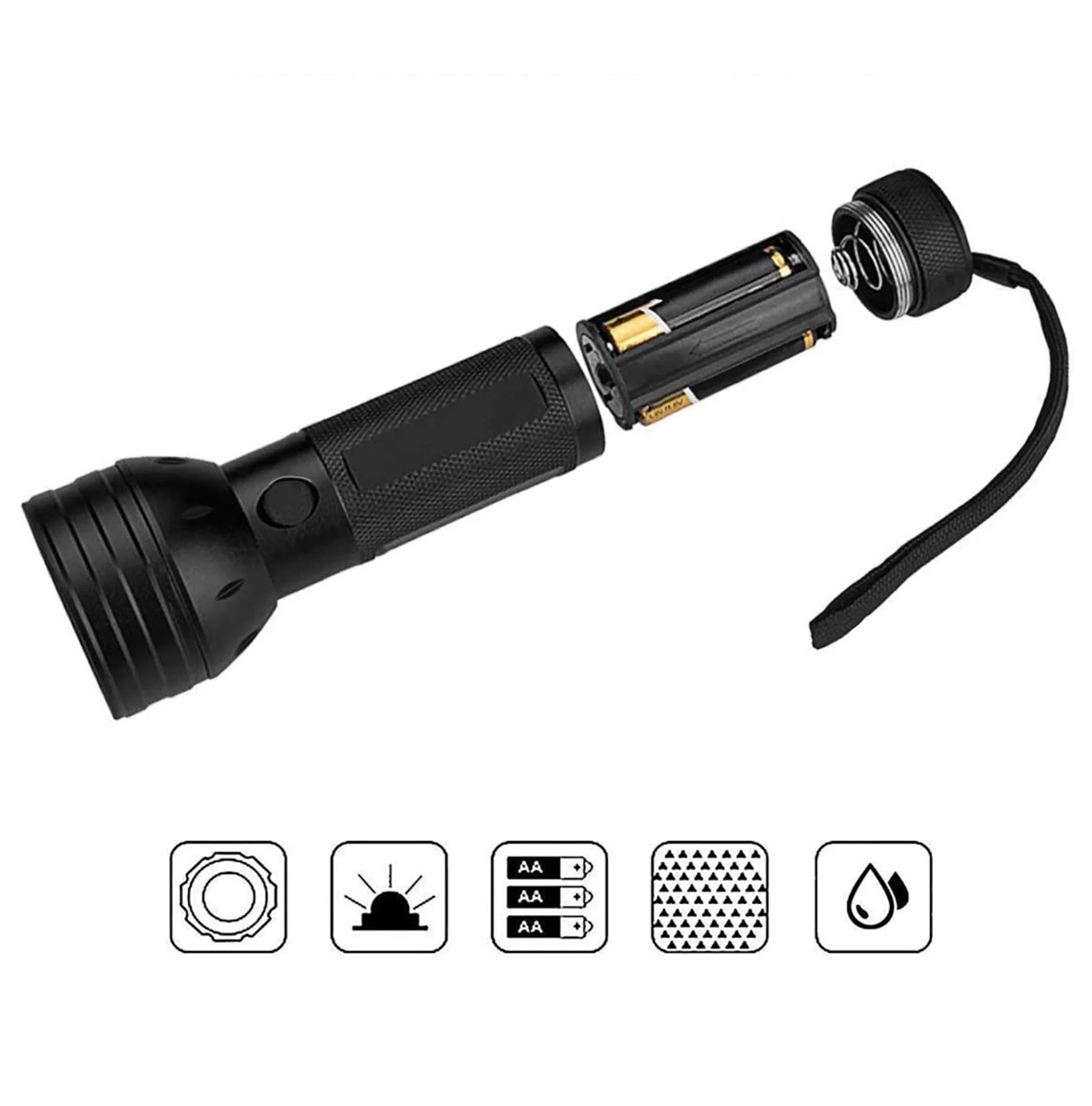 Taktinis uv žibintuvėlis zd152, 395 nm, 51 led