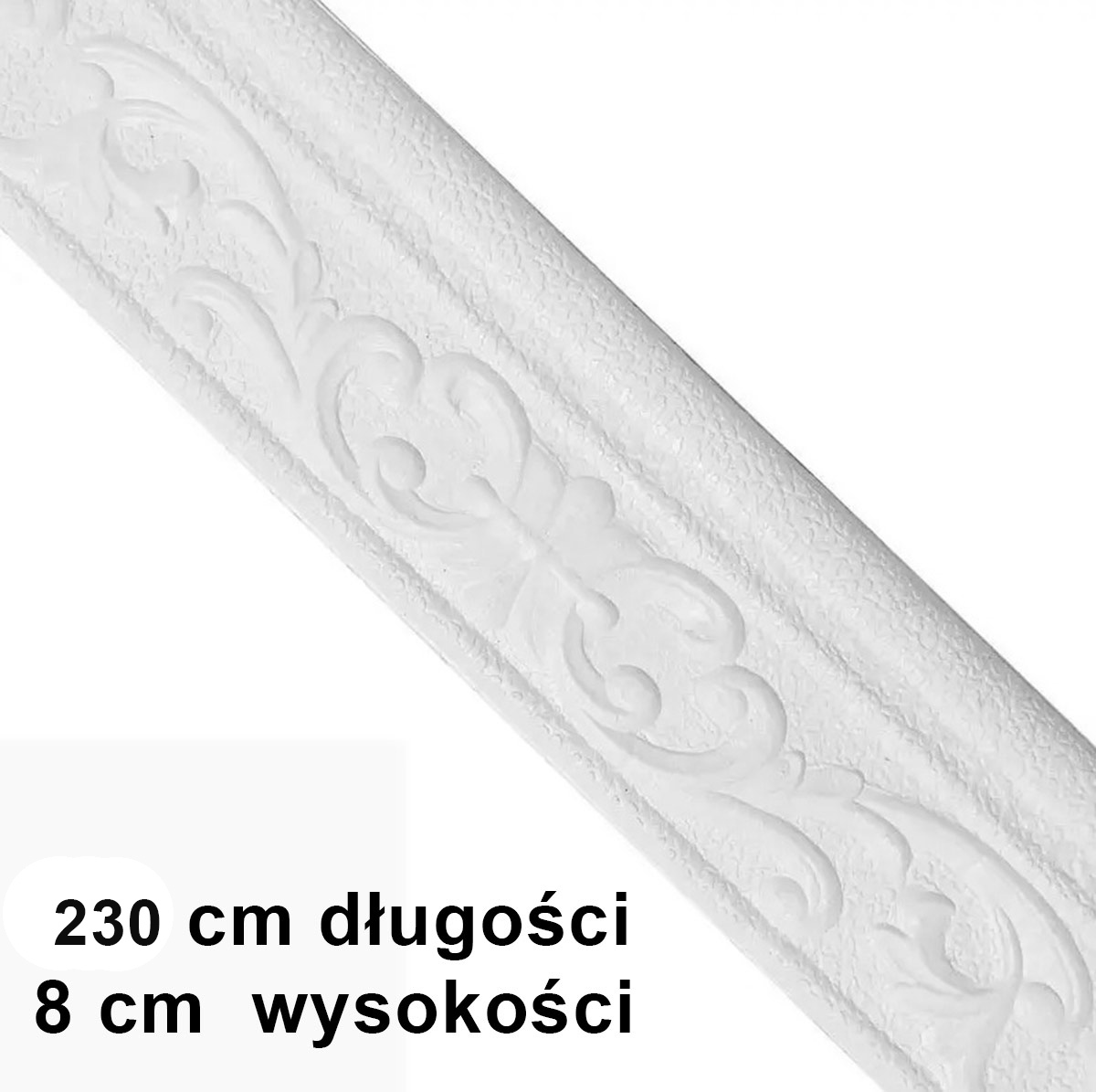 Lipni dekoratyvinė juosta, 230x8 cm, balta