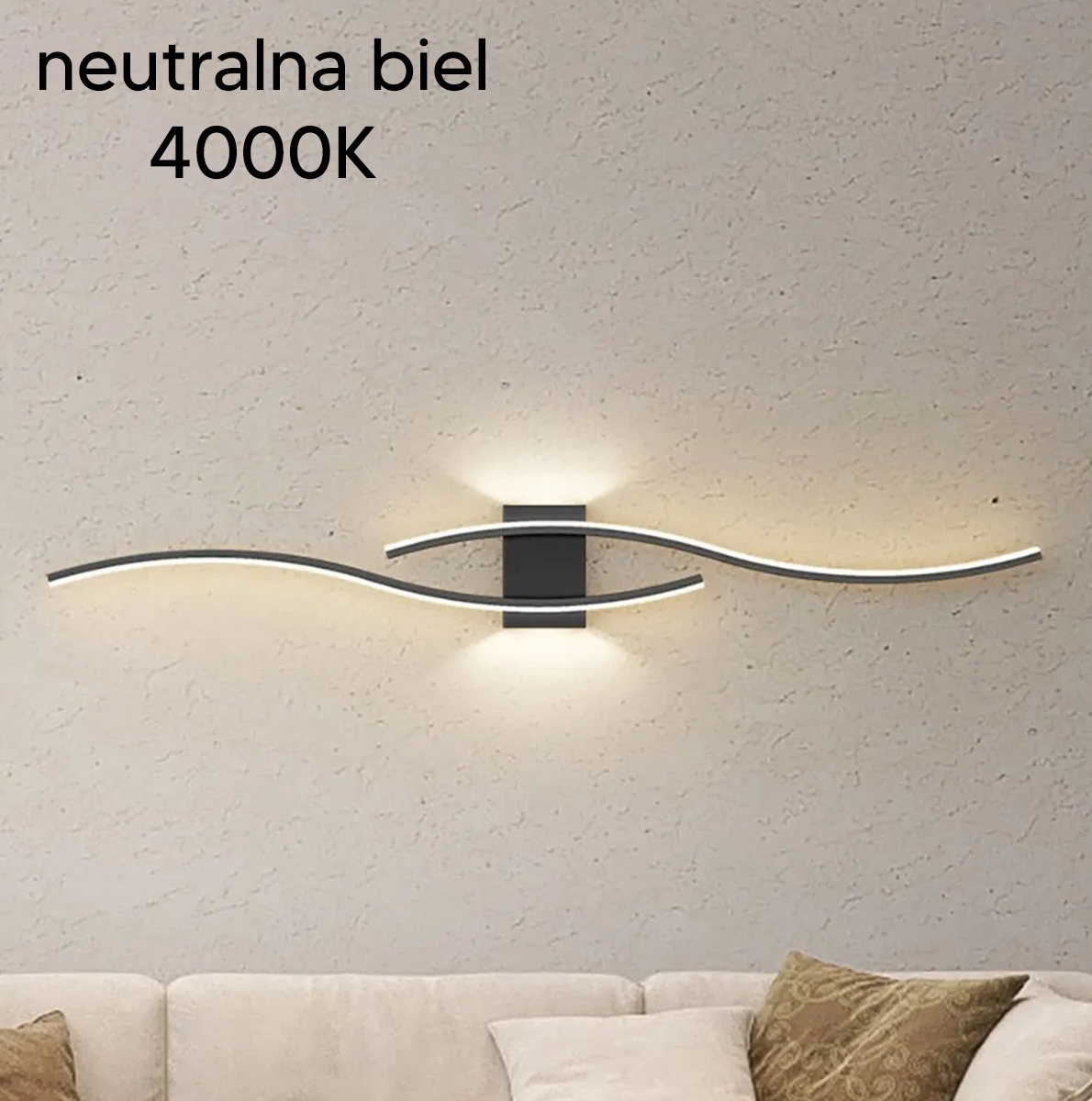 Sieninis šviestuvas led zd149a, 60 cm, juoda spalva, 4000k