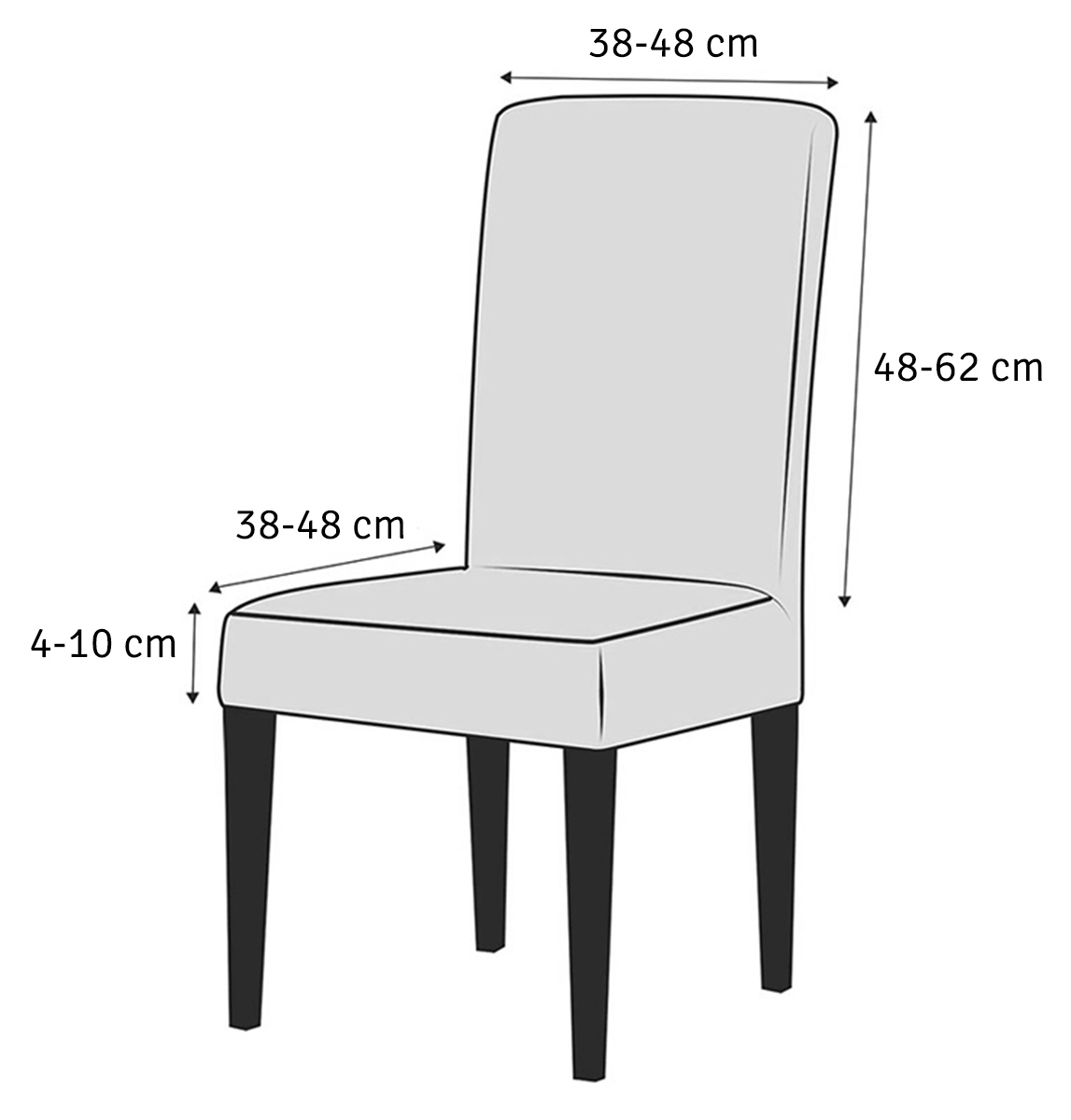 Kėdės užvalkalas, juodas, 48-62 cm aukščio