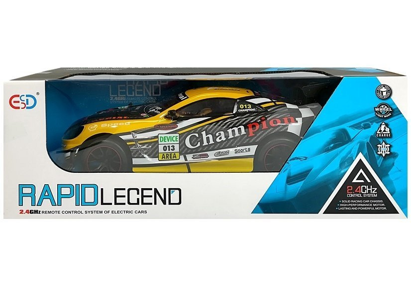 Nuotoliniu būdu valdomas sportinis automobilis lean toys, geltonas