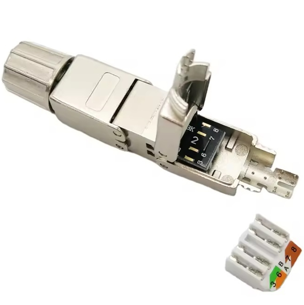 Rj45 modulinis jungiklis, stp, sidabrinis