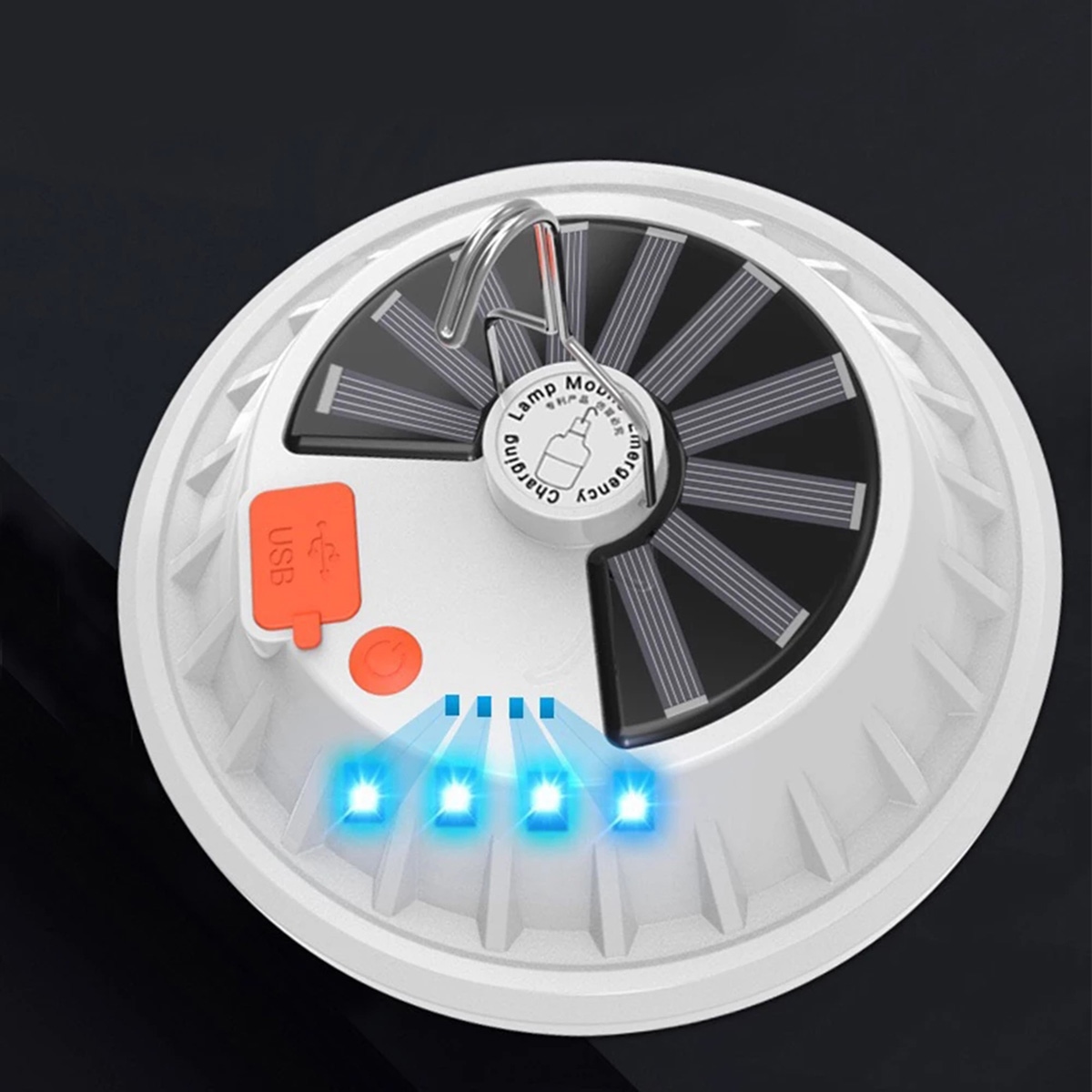 Lempa kempingui zd13a su saulės baterija, 60 led