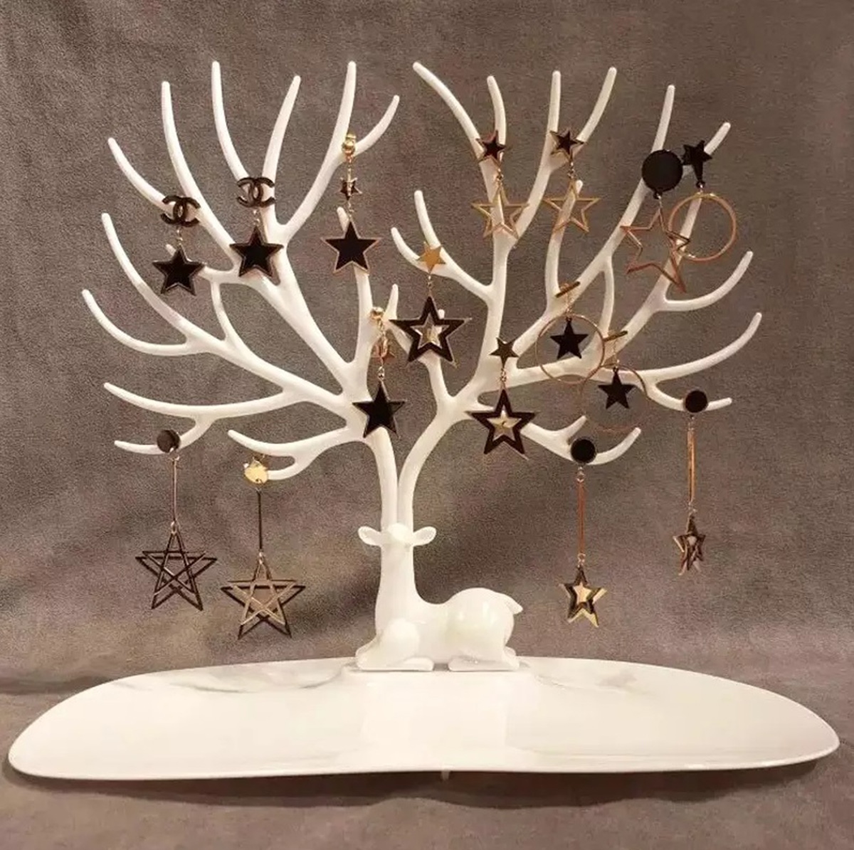 Papuošalų stovas medelio formos, baltas, 24,5x14,5x22 cm