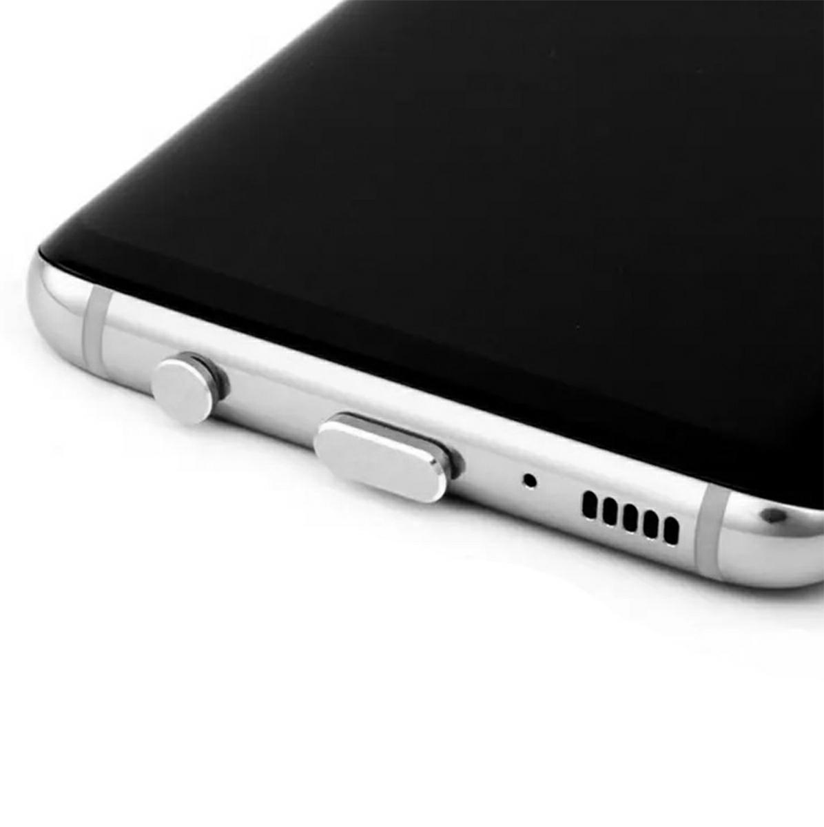 Apsauginės usb-c ir aux dulkių kištukai, sidabriniai
