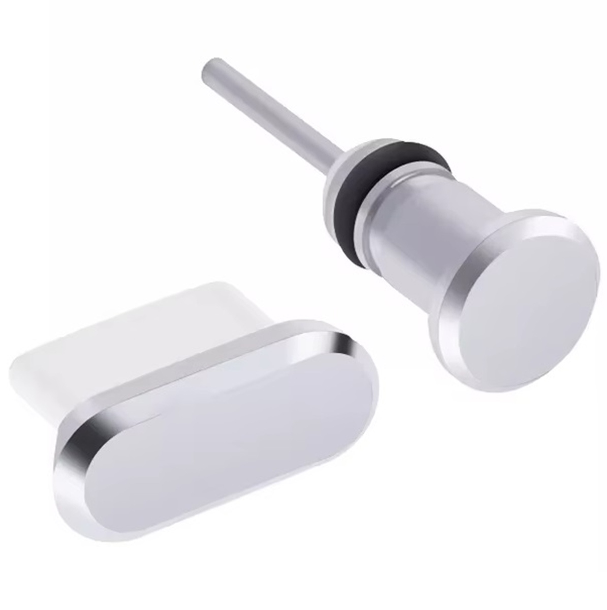 Apsauginės usb-c ir aux dulkių kištukai, sidabriniai
