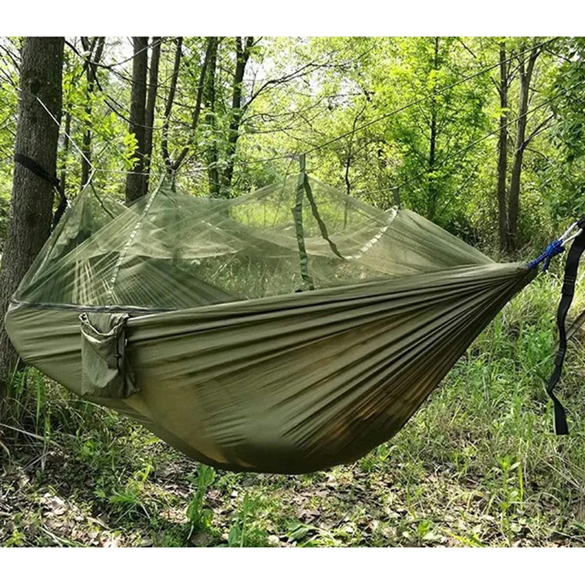 Dvivietis nailoninis hamakas su tinkleliu nuo vabzdžių 260x140 cm