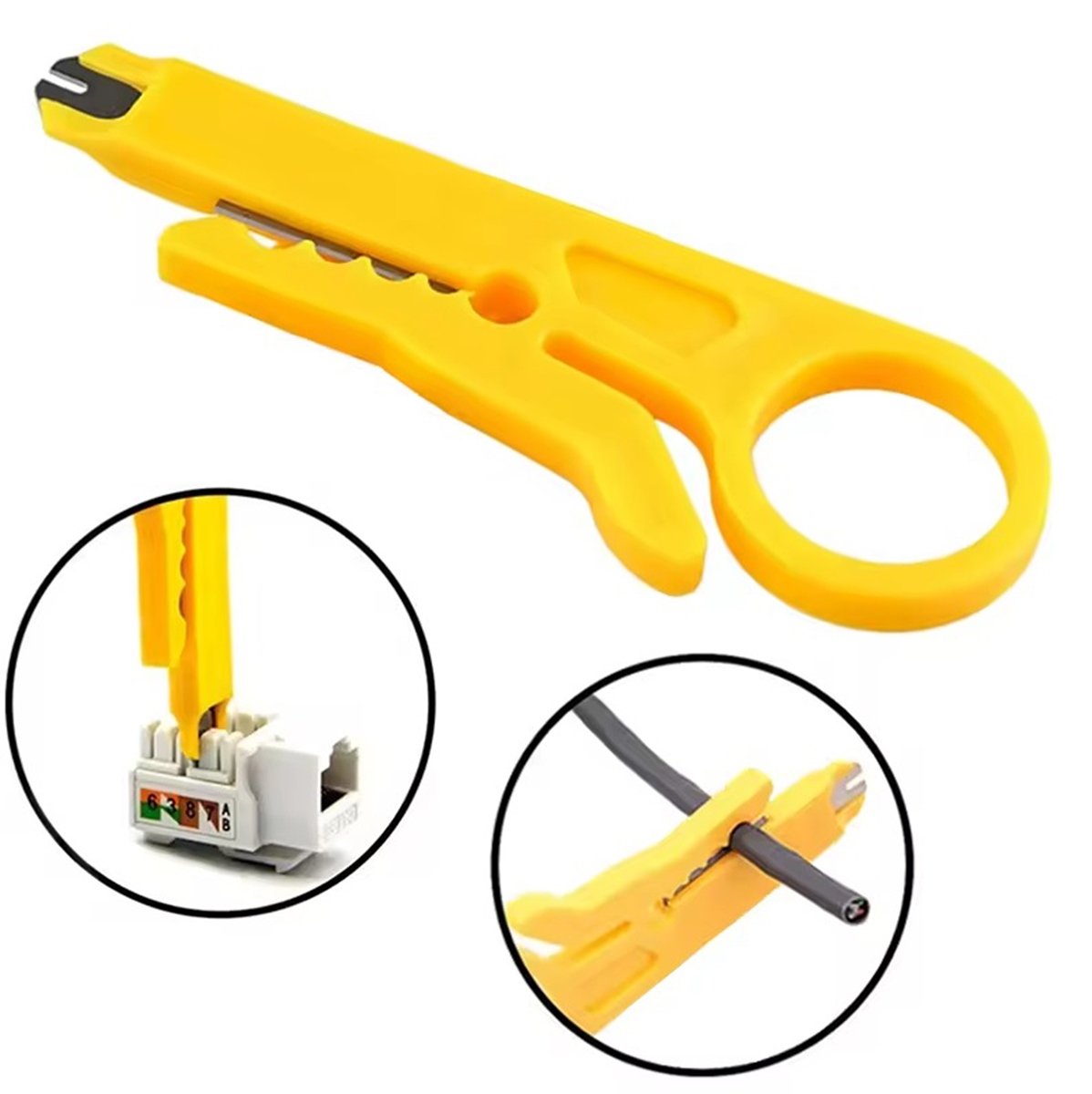 Izoliacijos nuėmėjas su peiliuku rj45, 9 cm, geltonas