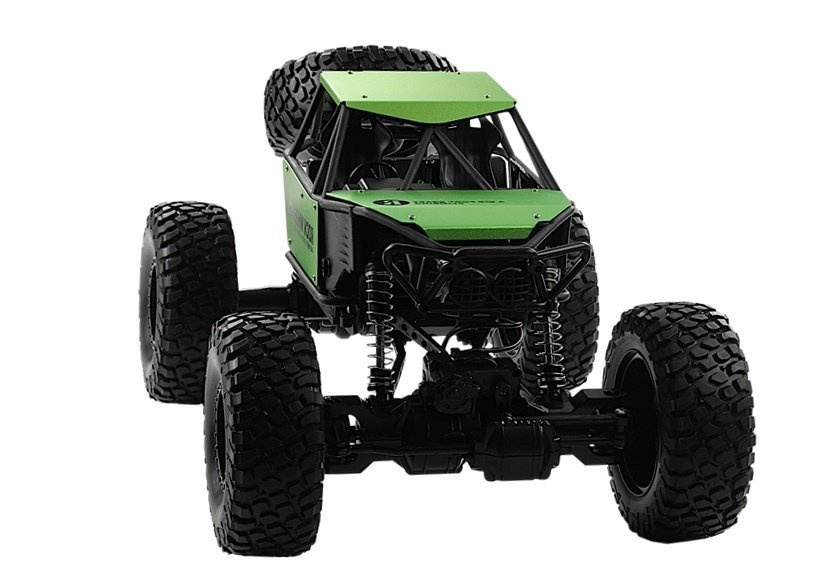 Visureigis monster truck su nuotolinio valdymo pultu, žalias