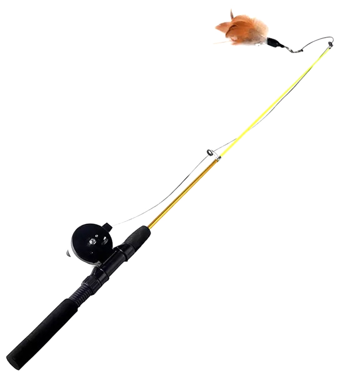 Katės žaislas - teleskopinė vėduoklė su plunksnomis, 41-75 cm