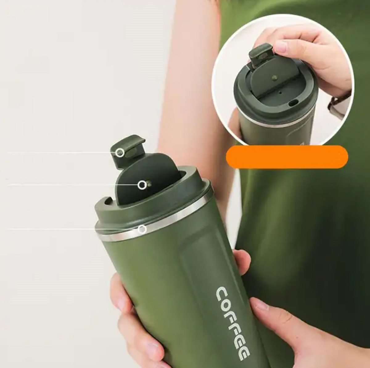 Termo puodelis ag369e, 510 ml, žalias