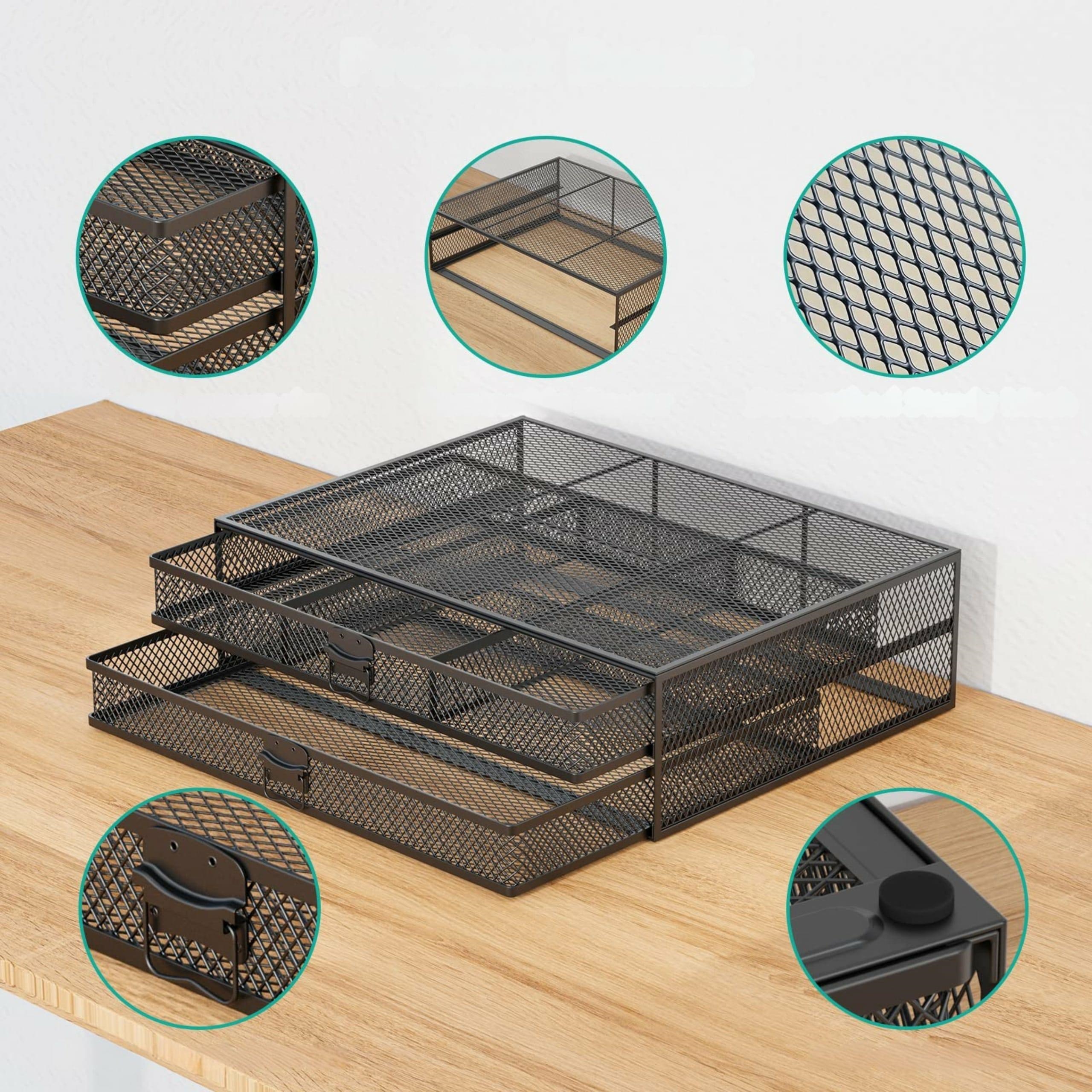 Metalinis stovas monitoriams su dviem stalčiais, 40x29,5x11,5 cm 1
