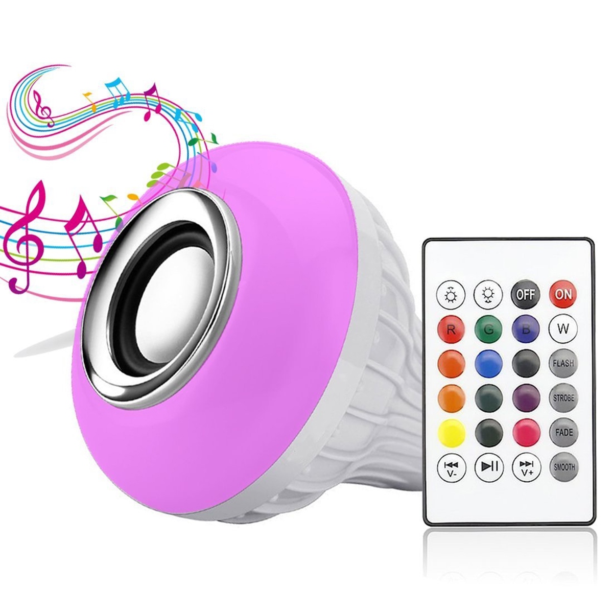 Led lemputė su bluetooth garsiakalbiu ir nuotolinio valdymo pultu, e27, 4,5w 3