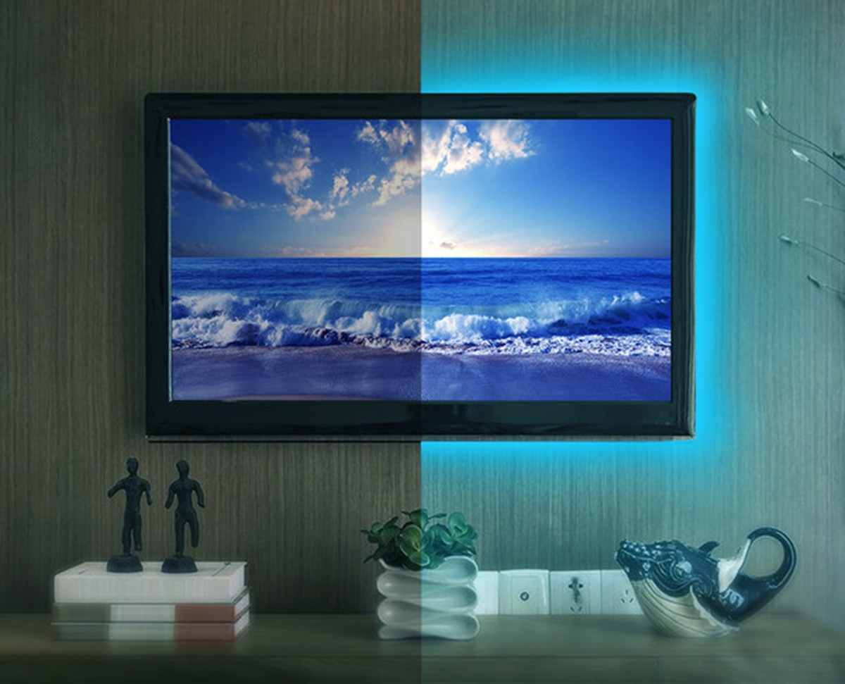 Išmaniojo (smart tv) ir televizoriaus priedas led juostelė televizoriaus apšvietimui rgb 4x50cm